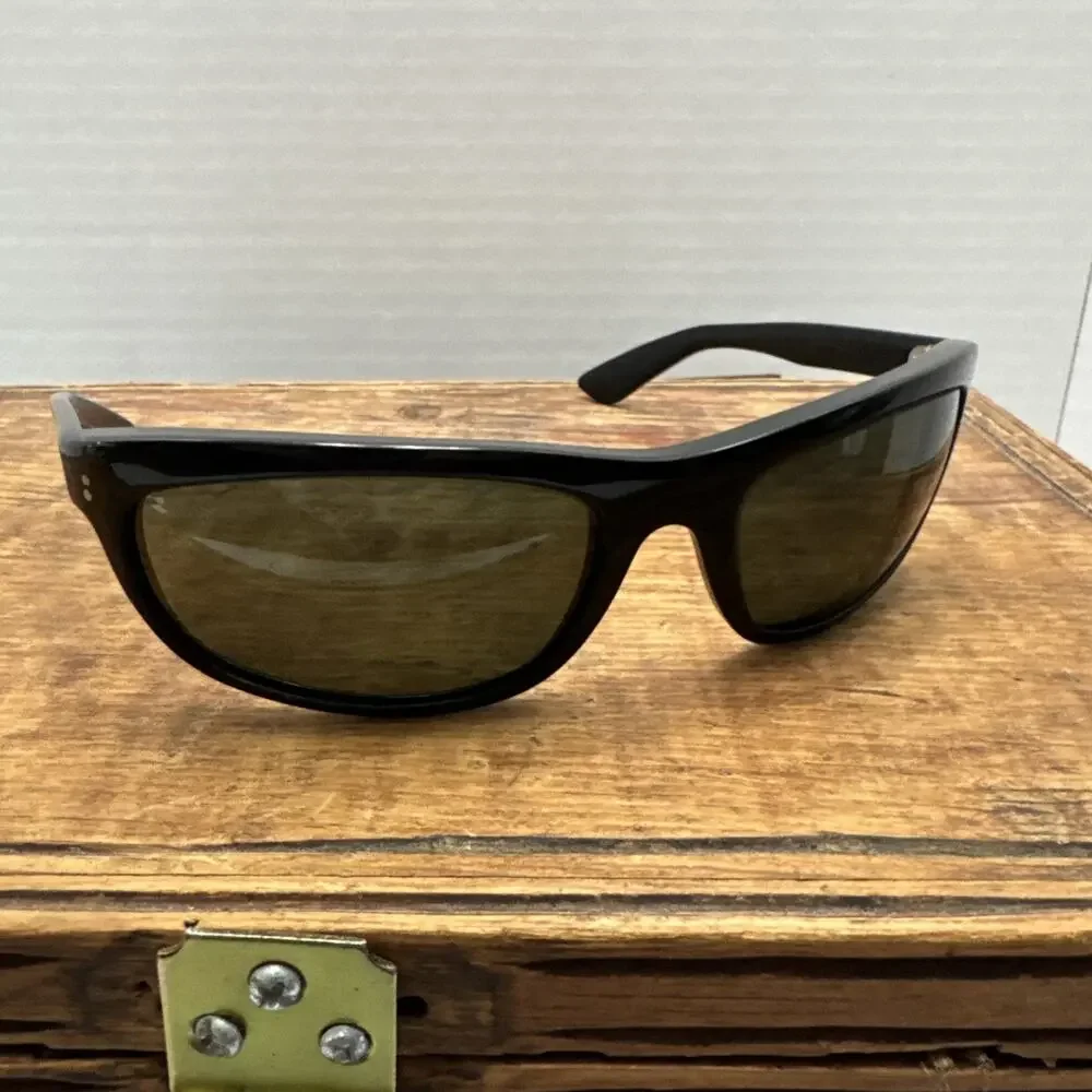 Vintage B&L Ray-Ban Balorama Sunglasses Black USA Wraparound w/ Case Dirty Harry